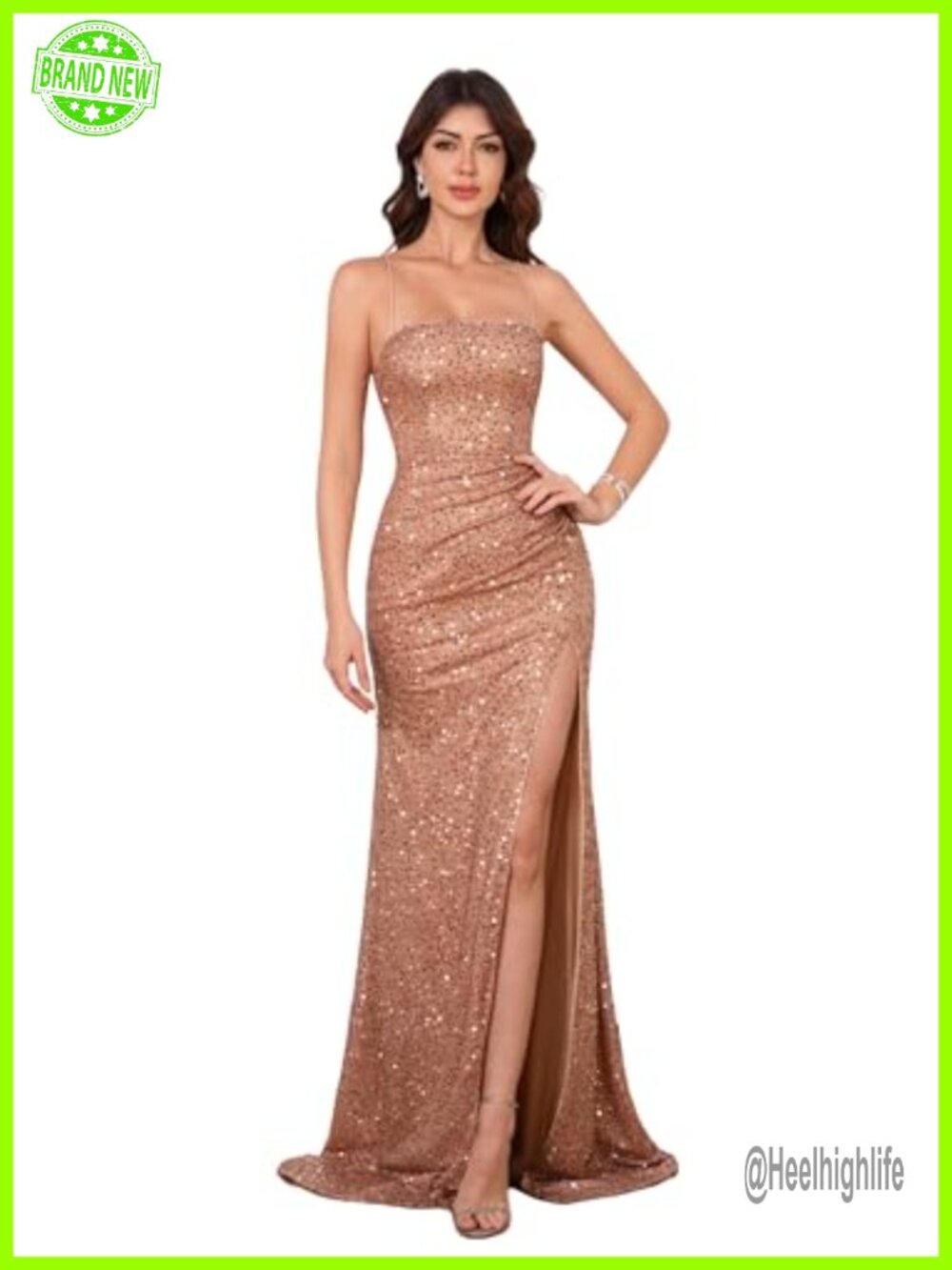 Sequin Formal Evening Gown Mermaid Prom Dress Sleeveless Floor Length